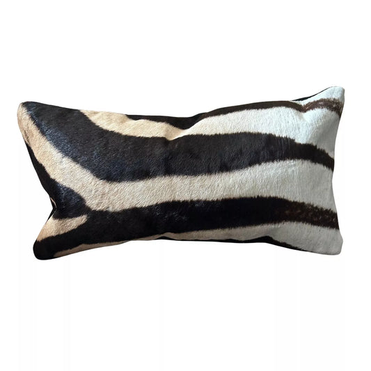 Zebra Skin Pillow Cover 10X19" # 26 - Real Zebra Hide Pillow Cover