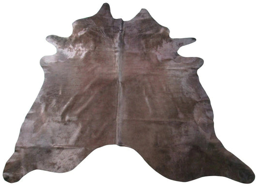 Dyed Brown Cowhide Rug (has 2 patches but has shiny hair) 7.5x7.5 feet C-1348