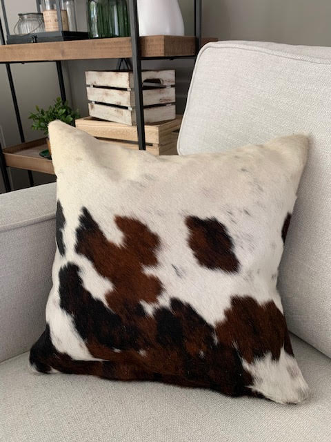 Speckled Tricolor Cowhide Pillow Cover - Size: 15 in x 15 in