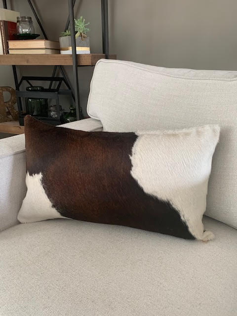 Tricolor Lumbar Cowhide Pillow Cover - Size: 21.5 in x 13 in A-2096