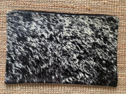 Salt & Pepper Black and White Lumbar Cowhide Cushion Cover - Size: 21.5 in x 13 in A-2098