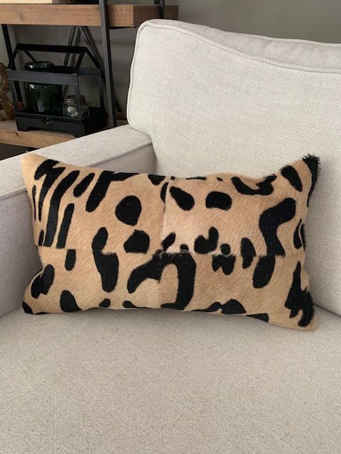 4 Rectangles Leopard Print Lumbar Cowhide Cushion Cover - Size: 20 in x 12 in A-2110