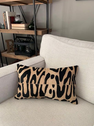 4 Rectangles Leopard Print Lumbar Cowhide Cushion Cover - Size: 20 in x 12 in A-2111