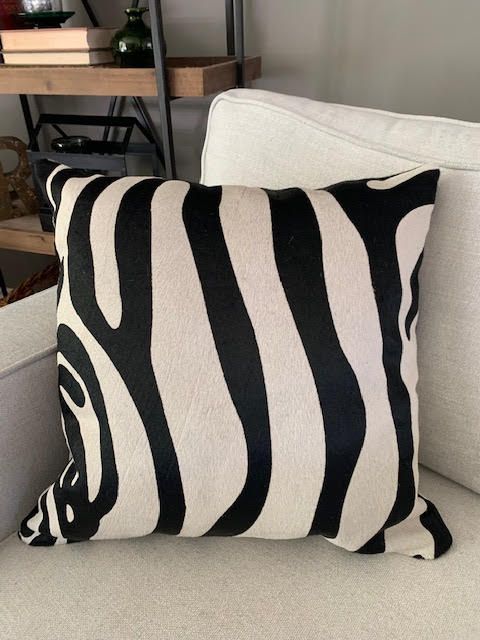 Zebra Print Cowhide Cushion Cover - Size: 19.5 in x 19.5 in A-2114