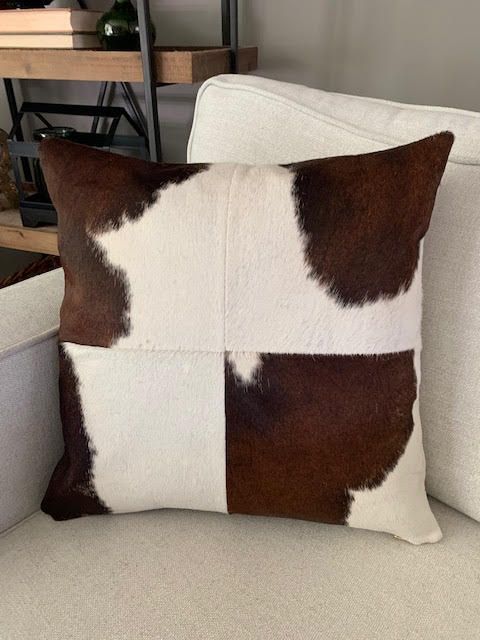 4 Squares Spotted Cowhide Cushion Cover - Size: 18 in x 18 in A-2115