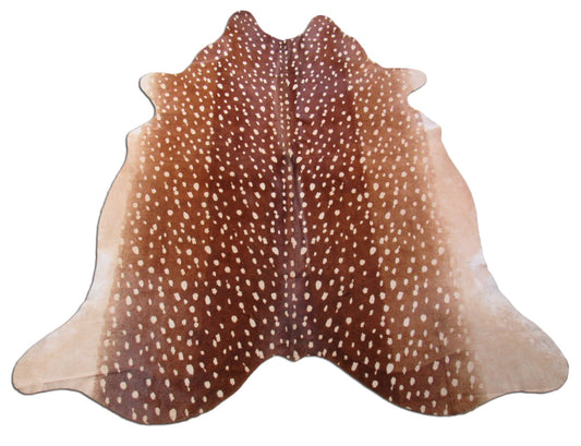 Tapis en peau de vache à imprimé cerf Axis Taille : 7' X 6 1/2' Tapis en peau de vache à imprimé cerf marron/blanc B-073