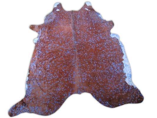 Tapis en cuir de vachette délavé à l'acide marron et bleu - Dimensions : 8 1/2' X 7' C-1196