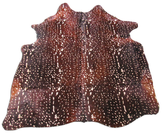 Dark Axis Deer Print Cowhide Rug ( a bit darker than usual) Size: 6x5 3/4 feet C-1434