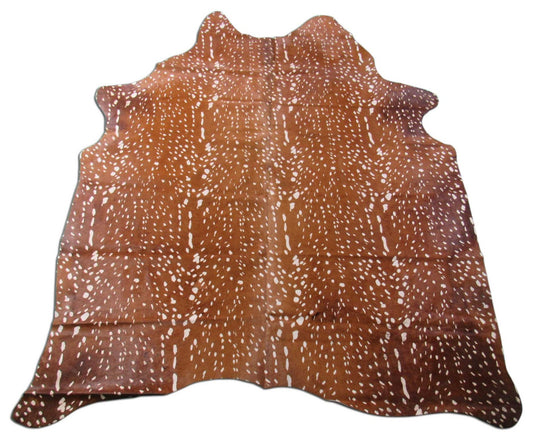 Tapis en peau de vache à imprimé cerf Axis (2 patchs) Taille : 7x5 3/4 pieds C-1507
