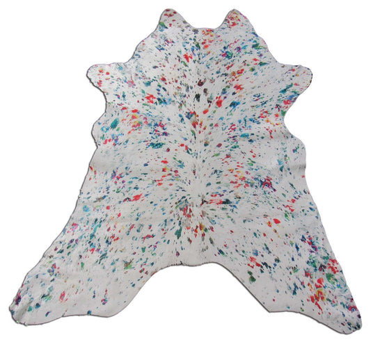 Peau de veau blanche avec motif floral délavé à l'acide Taille : 49x42" C-1572