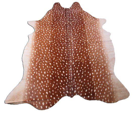 Tapis en peau de vache à imprimé cerf Axis (avec 1 patch) Taille : 7,2 x 6 pieds C-1664