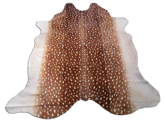 Tapis en peau de vache à imprimé cerf Axis (avec 1 marque de feu) Taille : 7,5 x 7 pieds C-1665