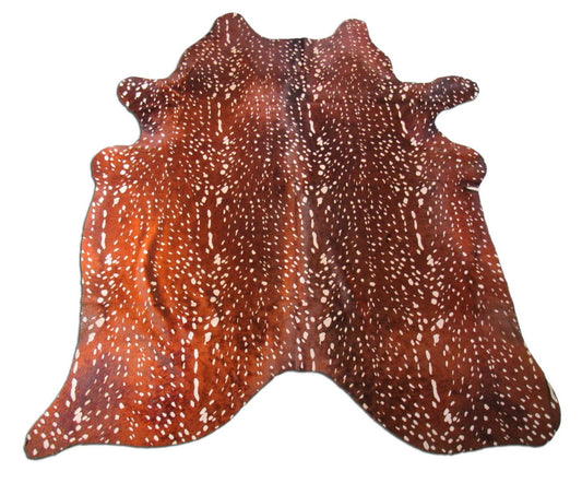 Tapis en peau de vache de cerf Axis (foncé/1 petite tache) Taille : 6,7 x 5,7 pieds C-1685
