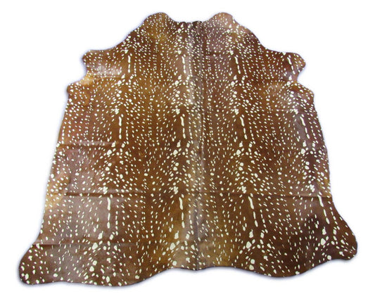 Dark Axis Deer Print Cowhide Rug - Size: 6.7x5.7 feet C-1729
