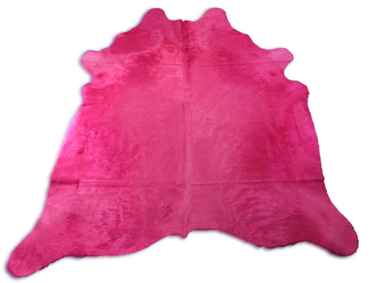 Dyed Magenta Pink Cowhide Rug (longish hair/perfect quality) - Size: 7.2x7 feet C-1751