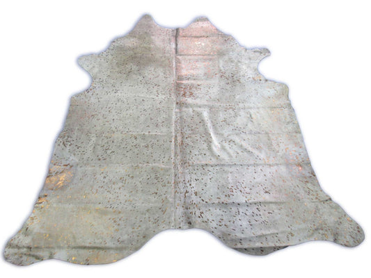 Tapis en cuir de vache délavé à l'acide, couleur bronze métallisé Taille : 7,5 x 7 pieds C-1764