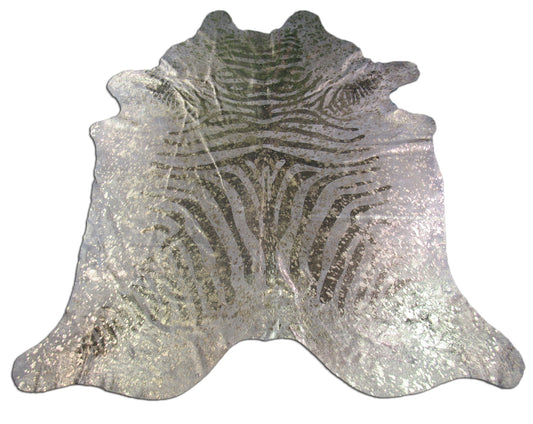 Gold Zebra Print Cowhide Rug Size: 7 1/2' X 7' Beige/Gold Zebra Acid Washed Cowhide Rug C-868