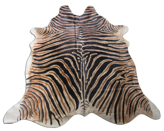 Zebra Cowhide Rug - Genuine Dark Zebra