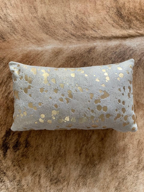 Housse de coussin en cuir de vache délavé à l'acide doré - Lombaire - Dimensions : 20 po x 11,5 po