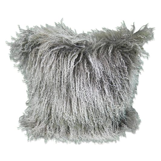 Mongolian Lamb Pillow 16"x16'" Tibet lamb16x16” Pillow Grey Cushion