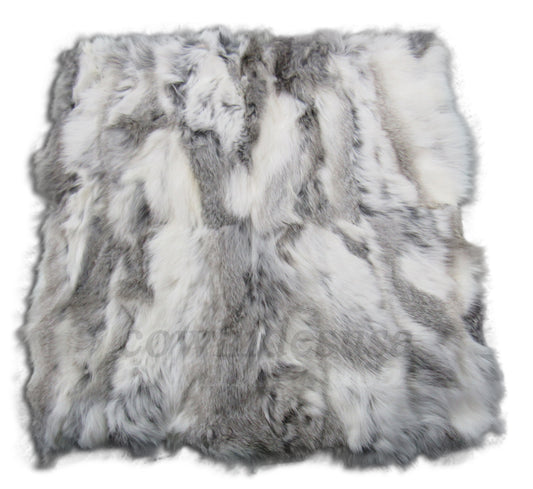 Housse de coussin en lapin gris - Dimensions : 40,6 x 40,6 cm - Housse de coussin en lapin véritable