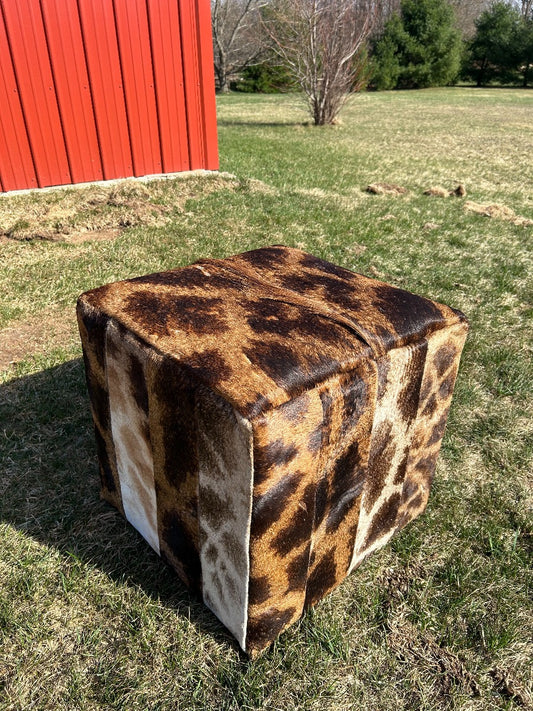 Giraffe Hide Ottoman Genuine Giraffe Hide Cube Furniture Size: 20X20X20”