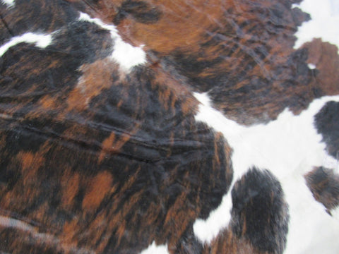 Tricolor Cowhide Rug (fire brand) Size: 6 1/2x6 3/4 feet M-1109