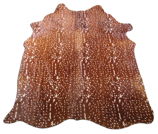 Tapis en peau de vache à imprimé cerf Axis Taille : 7' X 6' Tapis en peau de vache à imprimé cerf marron/blanc K-233