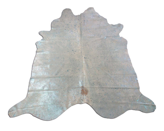 Turquoise Acid Washed Cowhide Rug - Size: 7.5x6.5 feet K-255