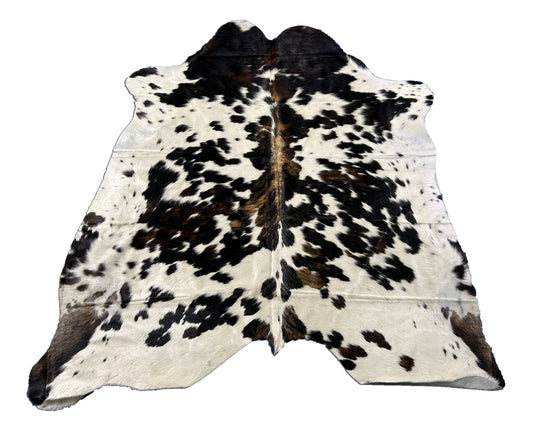 Speckled Tricolor Cowhide Rug - Size: 6.2x5.5 feet K-306