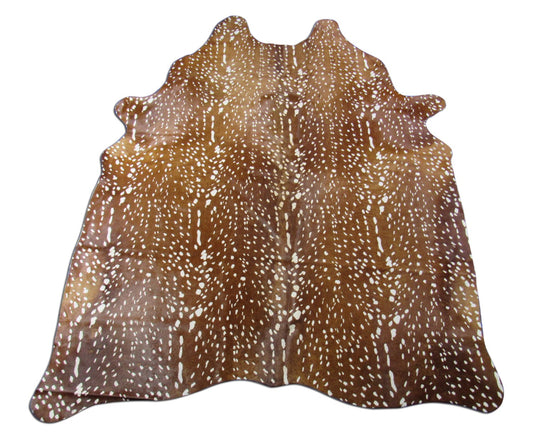 Tapis en peau de vache à imprimé cerf Axis - Dimensions : 7 x 5,7 pieds K-307