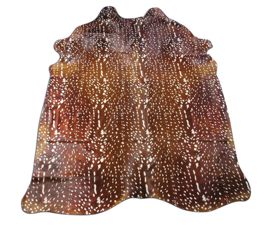 Tapis en peau de vache à imprimé cerf Axis - Taille : 7,5 x 6 pieds K-311