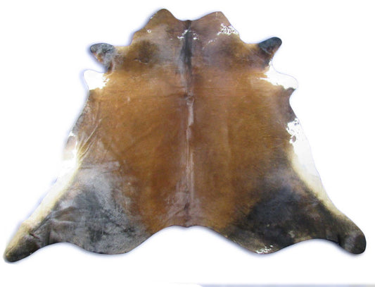 Grand tapis en peau de vache marron acajou - Dimensions : 8x7,7 pieds K-318