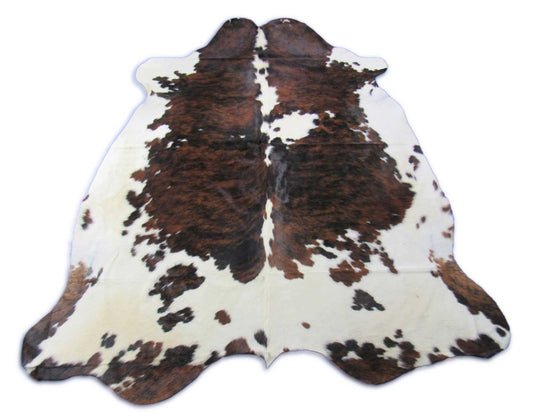Tricolor Speckled Cowhide Rug (mainly dark brown tones) - Size: 7.2x6.5 feet K-327