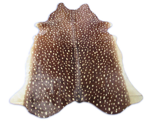 Tapis en peau de vache à imprimé cerf Axis - Taille : 7,2 x 6 pieds K-331