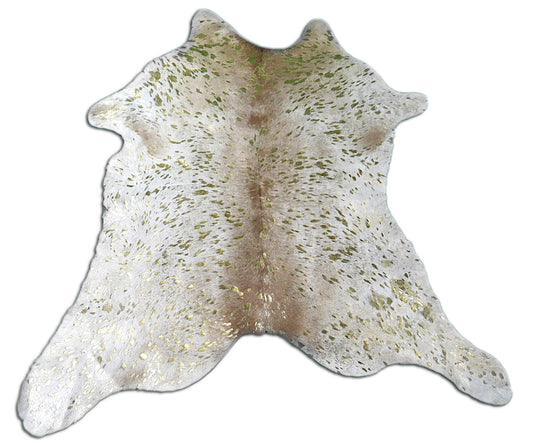 Gold Calfskin Rug Size ~35" X 30" Gold Metallic on Natural Beige Calf