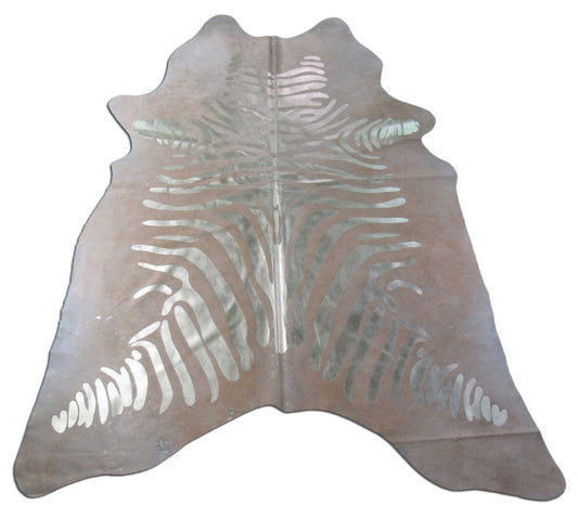 Zebra Cowhide with Metallic Stripes (rose gold) Size: 8x6 feet M-1035