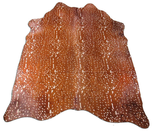 Axis Deer Print Cowhide Rug (fire brands, larger than usual for this print) Size: 7x5 3/4 feet M-1044