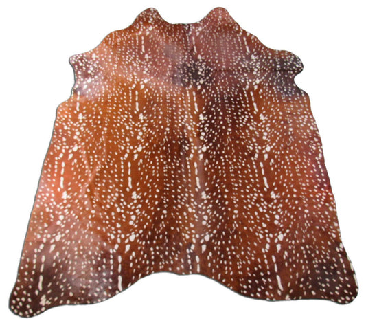 Axis Deer Print Cowhide Rug (larger than usual for this print, 1 patch in the middle) Size: 7 1/4x5 3/4 feet M-1049