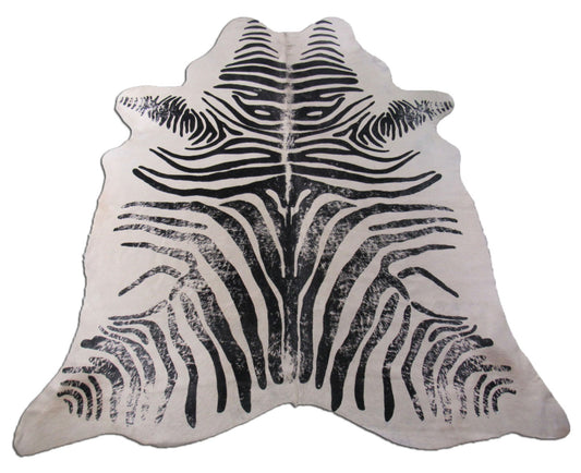 Distressed Zebra Print Cowhide Rug Size: 7x6 feet