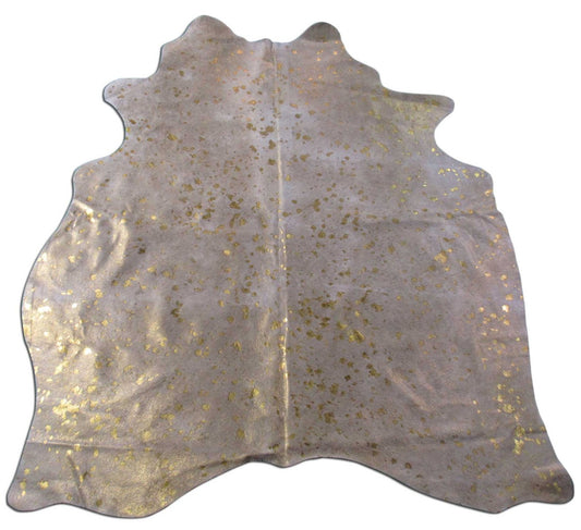 Medium Gold Metallic Cowhide Rug Size: 5x5 feet M-1161