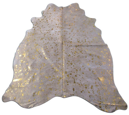 Medium Gold Metallic Cowhide Rug Size: 5x5 feet M-1162