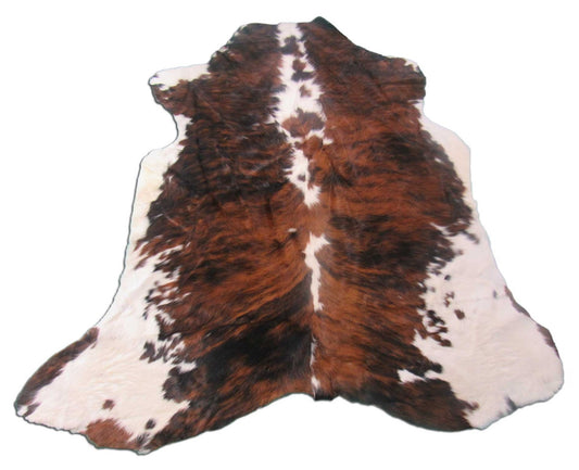 Magnifique tapis en peau de vache tricolore Taille : 6x5,5 pieds M-1248