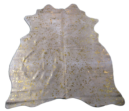Gold Metallic Cowhide Rug Size: 5.7x4.7 feet M-1288