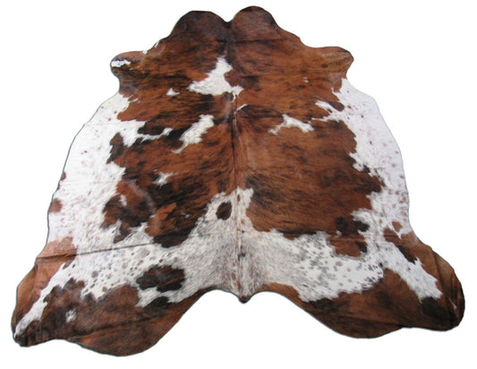 Big Tricolor Cowhide Rug (Mainly light brown tones) Size: 7.2x6.7 feet M-1304