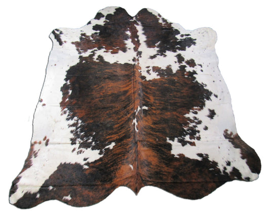 Magnifique tapis en peau de vache tricolore Taille : 7,2 x 7 pieds M-1336