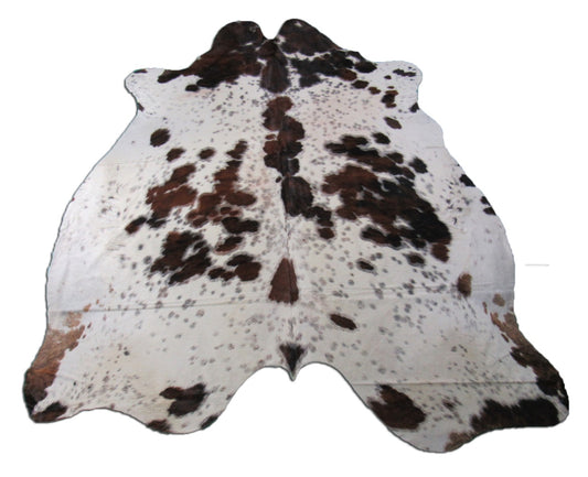 Tapis en peau de vache tricolore (beaucoup de blanc) Taille : 8x7 pieds M-1338