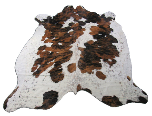 Gorgeous Tricolor Cowhide Rug Size: 7x6.7 feet M-1341