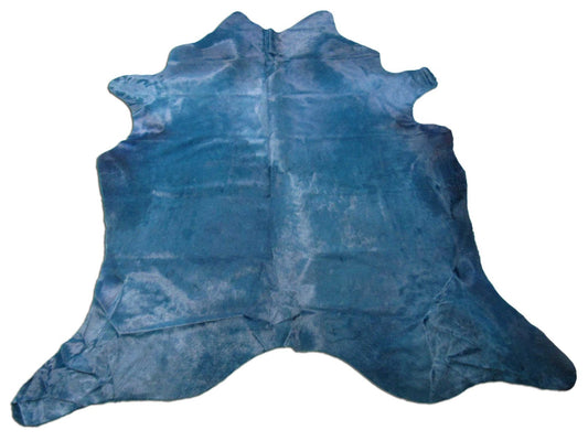 Tapis en peau de vache teintée turquoise (marque de feu) Taille : 7,5x7 pieds M-1419