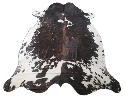 Grand tapis en peau de vache tricolore Taille : 8,2 x 7 pieds M-1451